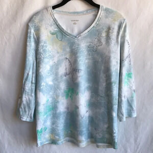 Allison Daley pastel butterfly print top, size S/P
